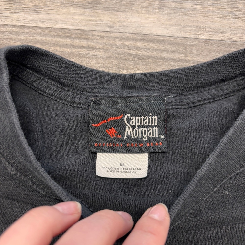 Vintage 90s Y2k Captain Morgan Rum Co. Black Men Xl Cotton Pirate Alcohol Shirt View 5